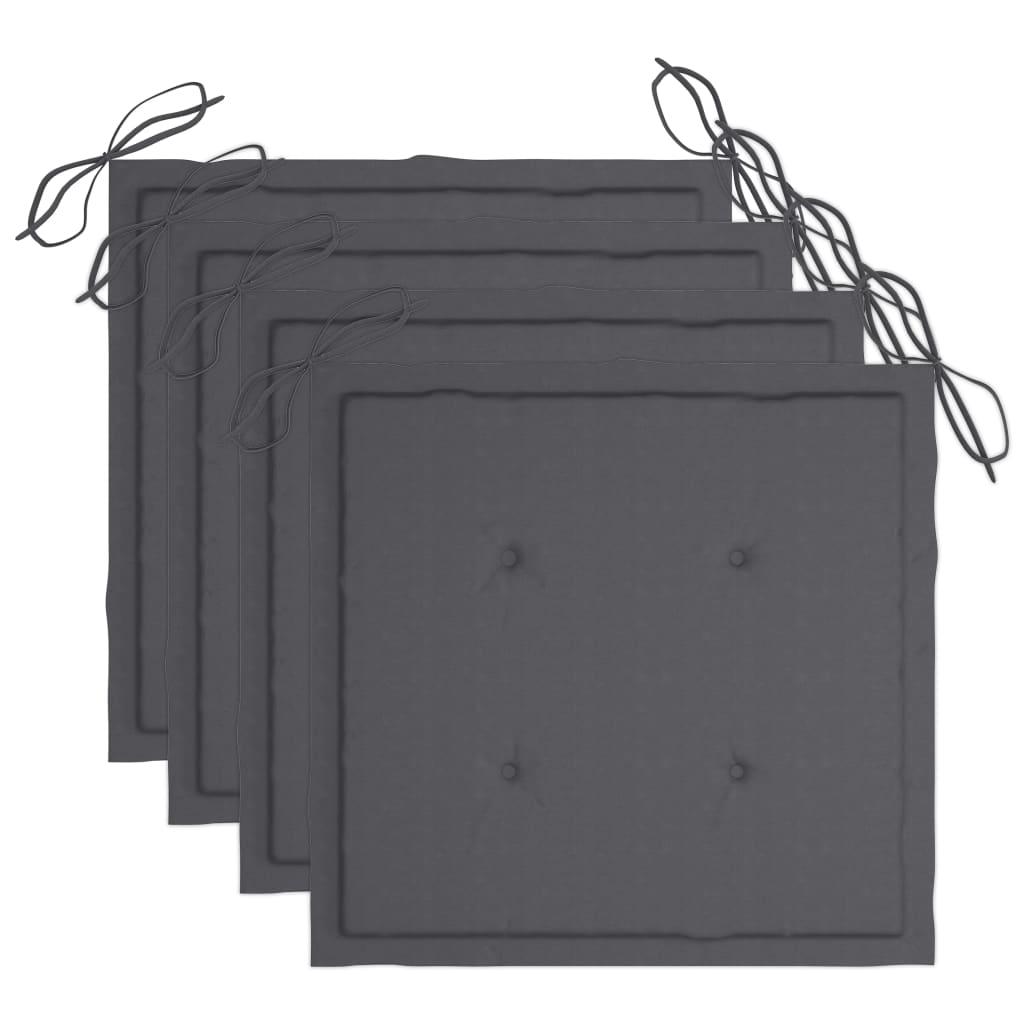 Patio Chairs with Cushions 4 pcs Gray Solid Acacia Wood at Set Shop and Smile