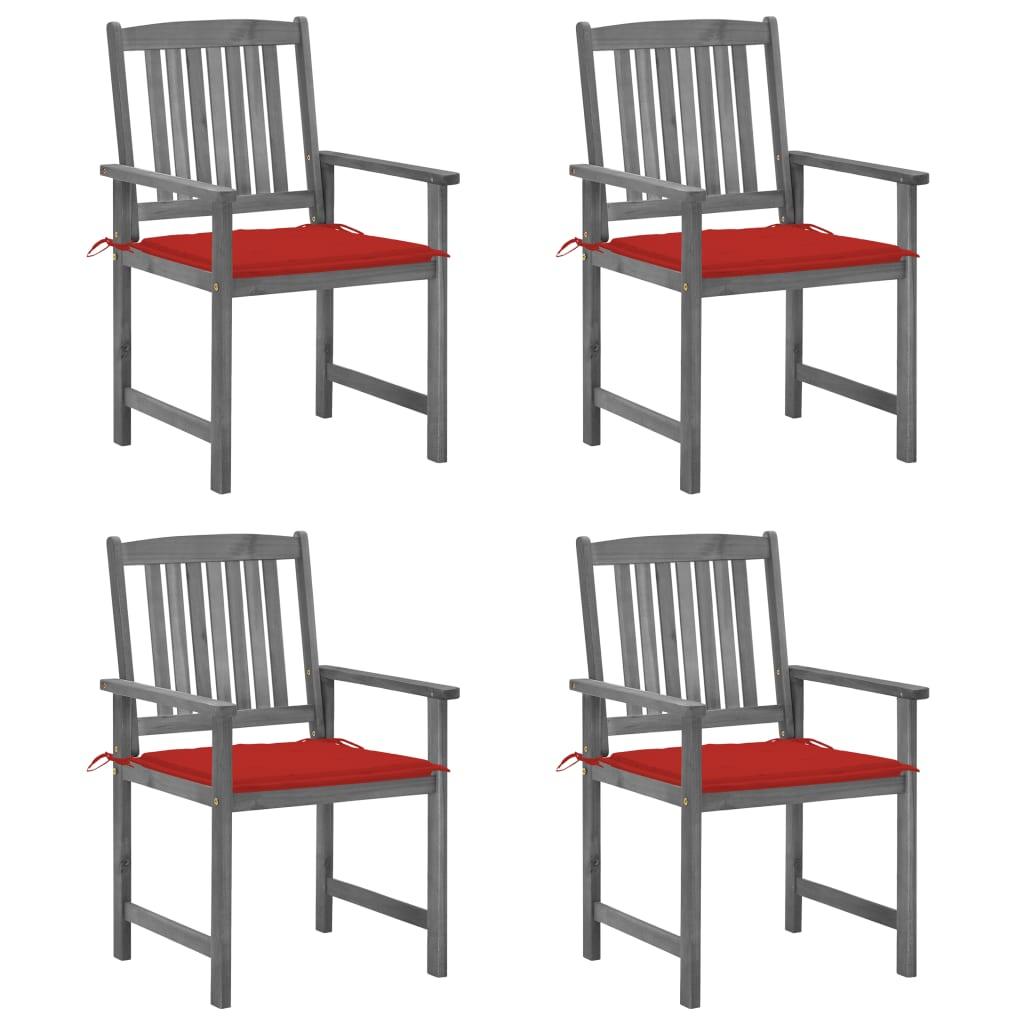 Patio Chairs with Cushions 4 pcs Gray Solid Acacia Wood at Set Shop and Smile
