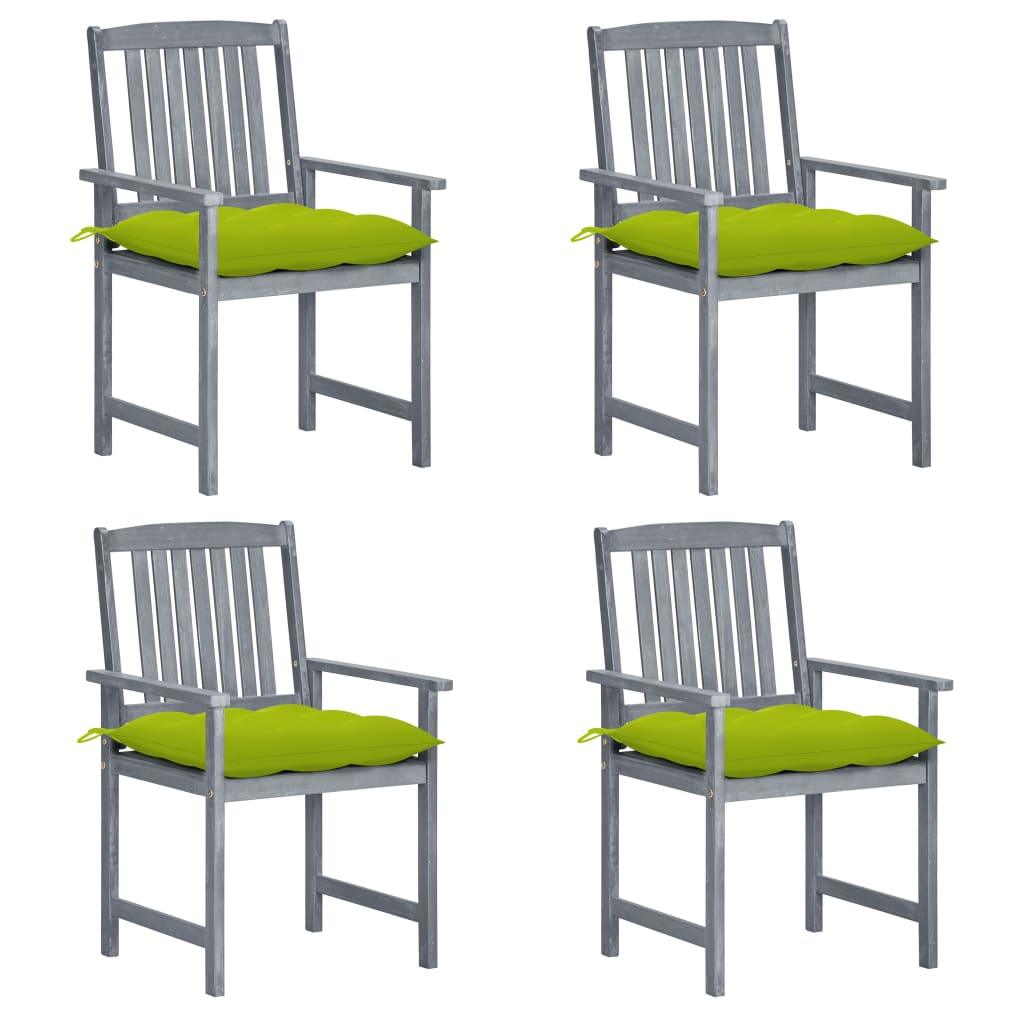 Patio Chairs with Cushions 4 pcs Gray Solid Acacia Wood at Set Shop and Smile