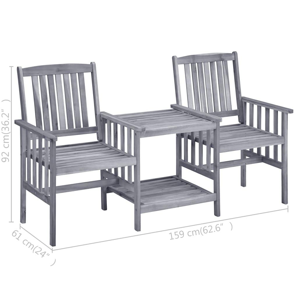 Patio Chairs with Tea Table and Cushions Solid Acacia Wood at Set Shop and Smile