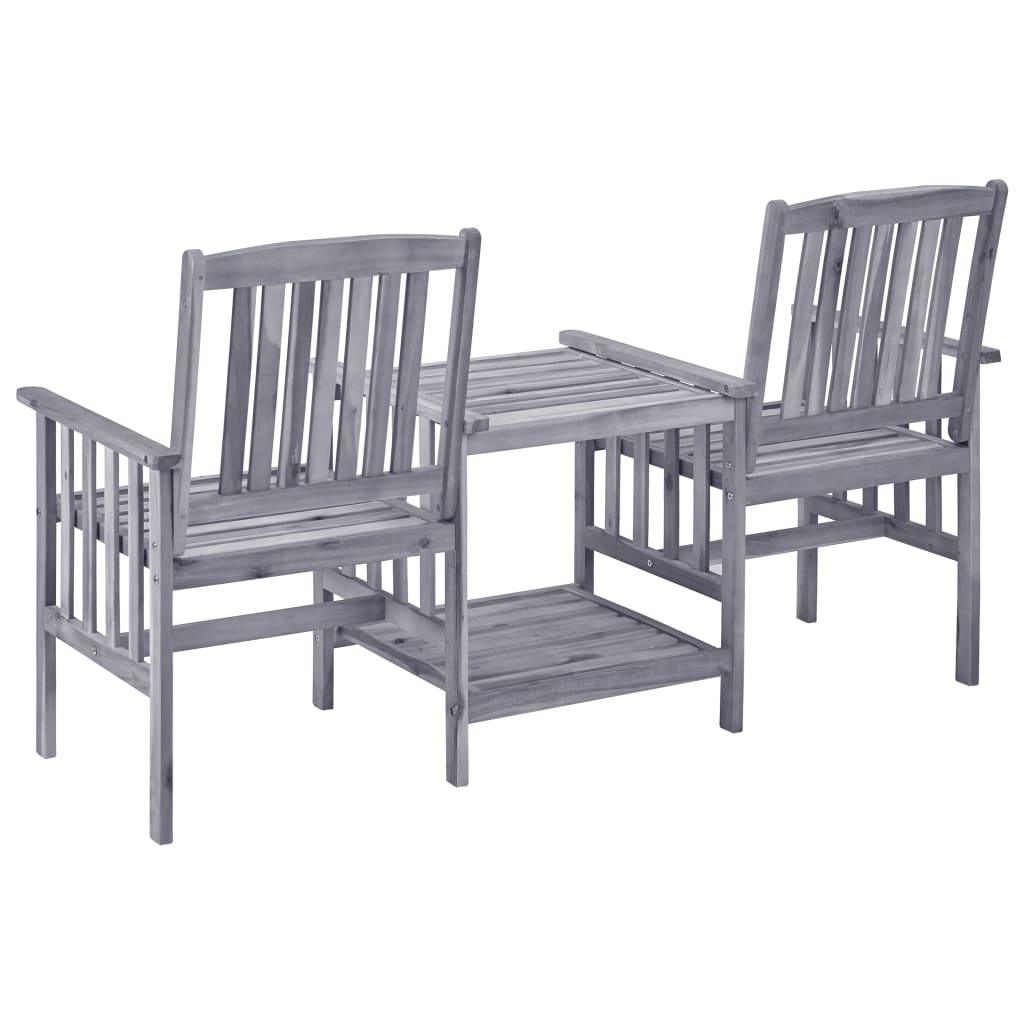 Patio Chairs with Tea Table and Cushions Solid Acacia Wood at Set Shop and Smile