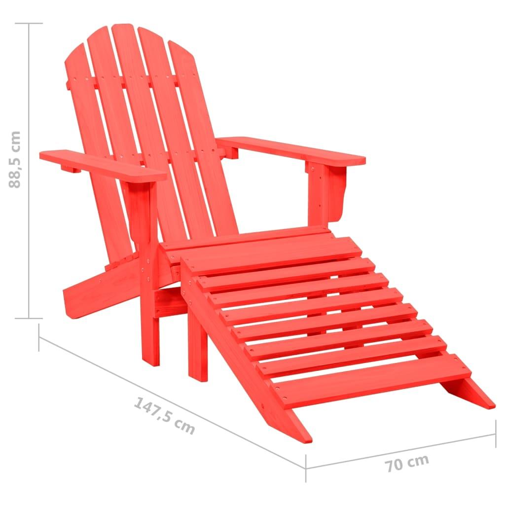 Patio Adirondack Chair with Ottoman Solid Fir Wood Red at Set Shop and Smile