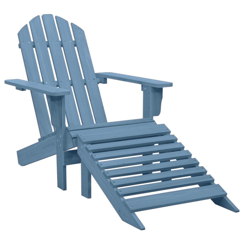 Patio Adirondack Chair with Ottoman Solid Fir Wood Blue at Set Shop and Smile