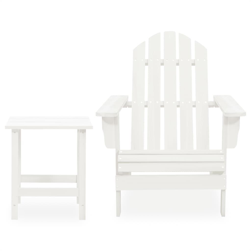 Patio Adirondack Chair with Table Solid Fir Wood White at Set Shop and Smile