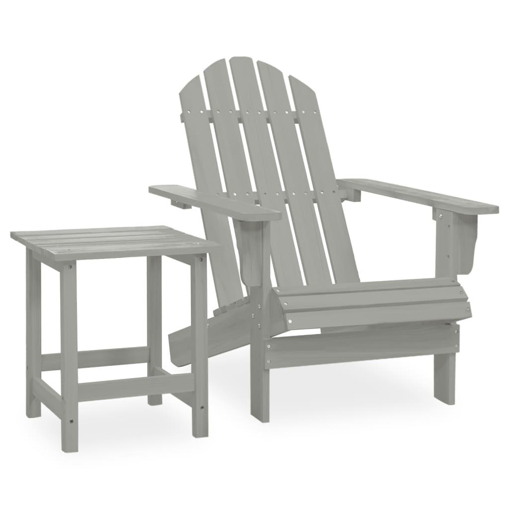 Patio Adirondack Chair with Table Solid Fir Wood Gray at Set Shop and Smile