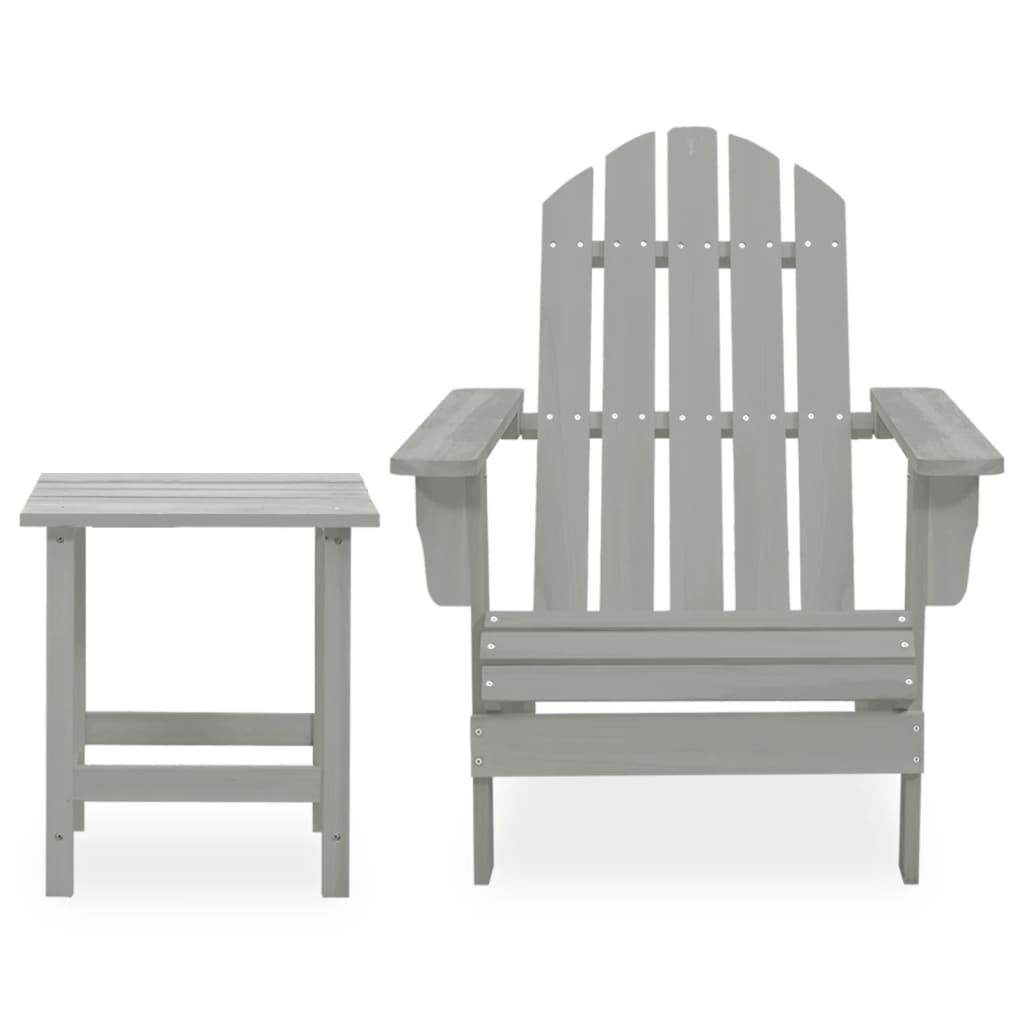 Patio Adirondack Chair with Table Solid Fir Wood Gray at Set Shop and Smile