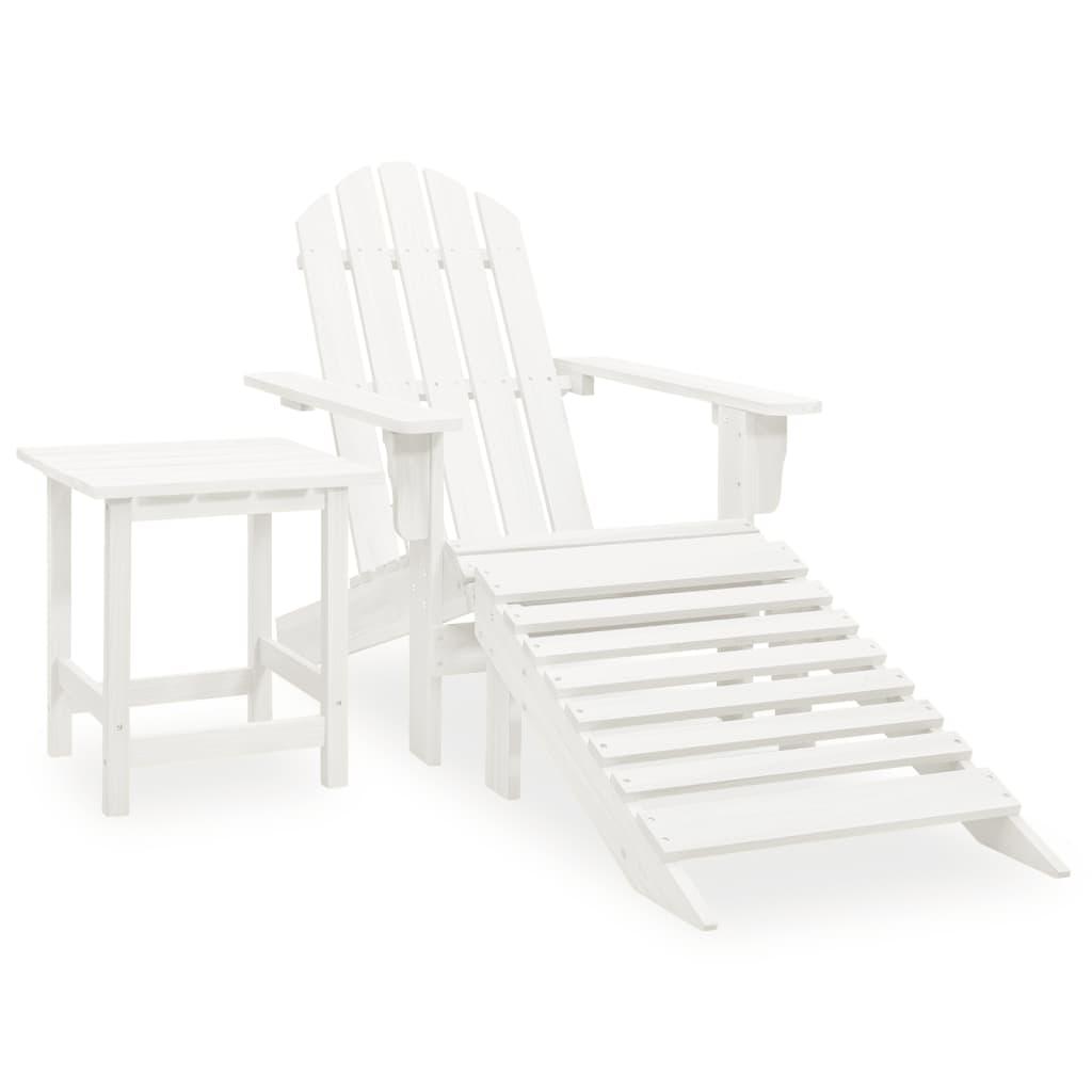 Patio Adirondack Chair with Ottoman&Table Solid Fir Wood White at Set Shop and Smile