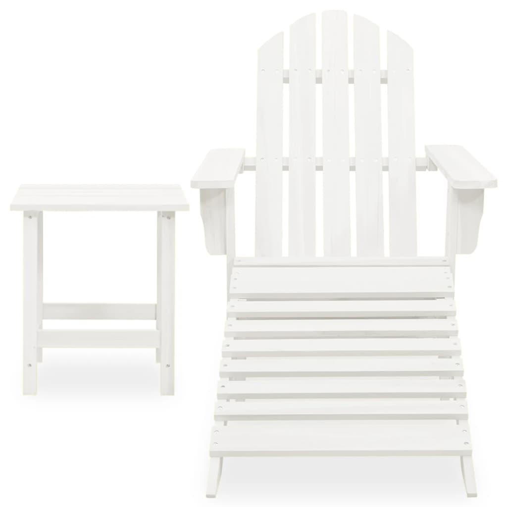 Patio Adirondack Chair with Ottoman&Table Solid Fir Wood White at Set Shop and Smile