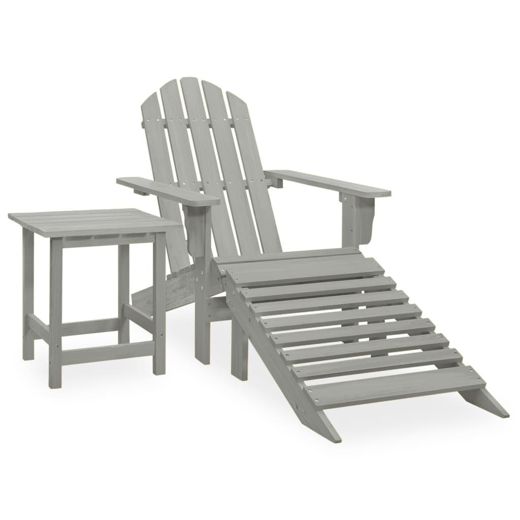 Patio Adirondack Chair with Ottoman&Table Solid Fir Wood Gray at Set Shop and Smile