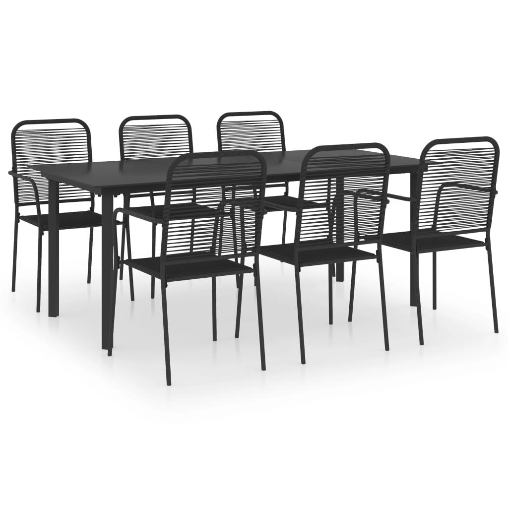 7 Piece Patio Dining Set Black Glass and Steel at Set Shop and Smile