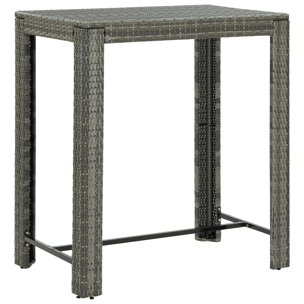 5 Piece Patio Bar Set with Cushions Poly Rattan Gray at Set Shop and Smile