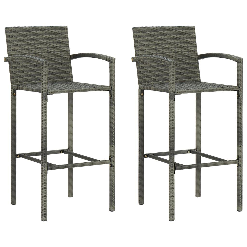 3 Piece Patio Bar Set Poly Rattan Gray at Set Shop and Smile