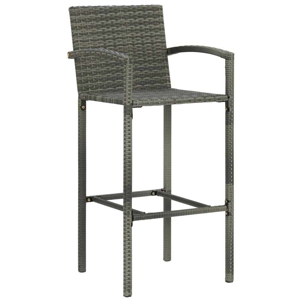 3 Piece Patio Bar Set Poly Rattan Gray at Set Shop and Smile
