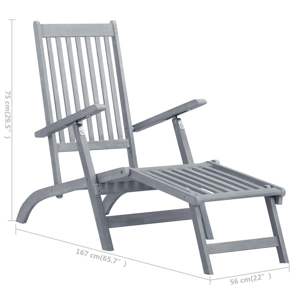 Patio Deck Chair with Footrest and Cushion Solid Acacia Wood at Set Shop and Smile