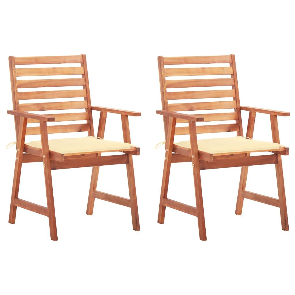 Patio Dining Chairs 2 pcs with Cushions Solid Acacia Wood at Set Shop and Smile