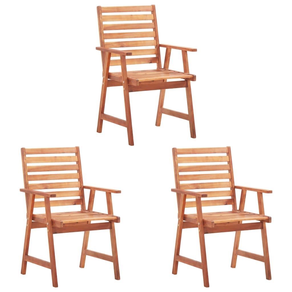 Patio Dining Chairs 3 pcs with Cushions Solid Acacia Wood at Set Shop and Smile