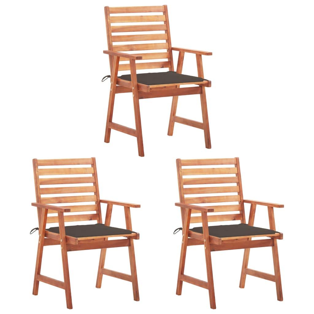 Patio Dining Chairs 3 pcs with Cushions Solid Acacia Wood at Set Shop and Smile