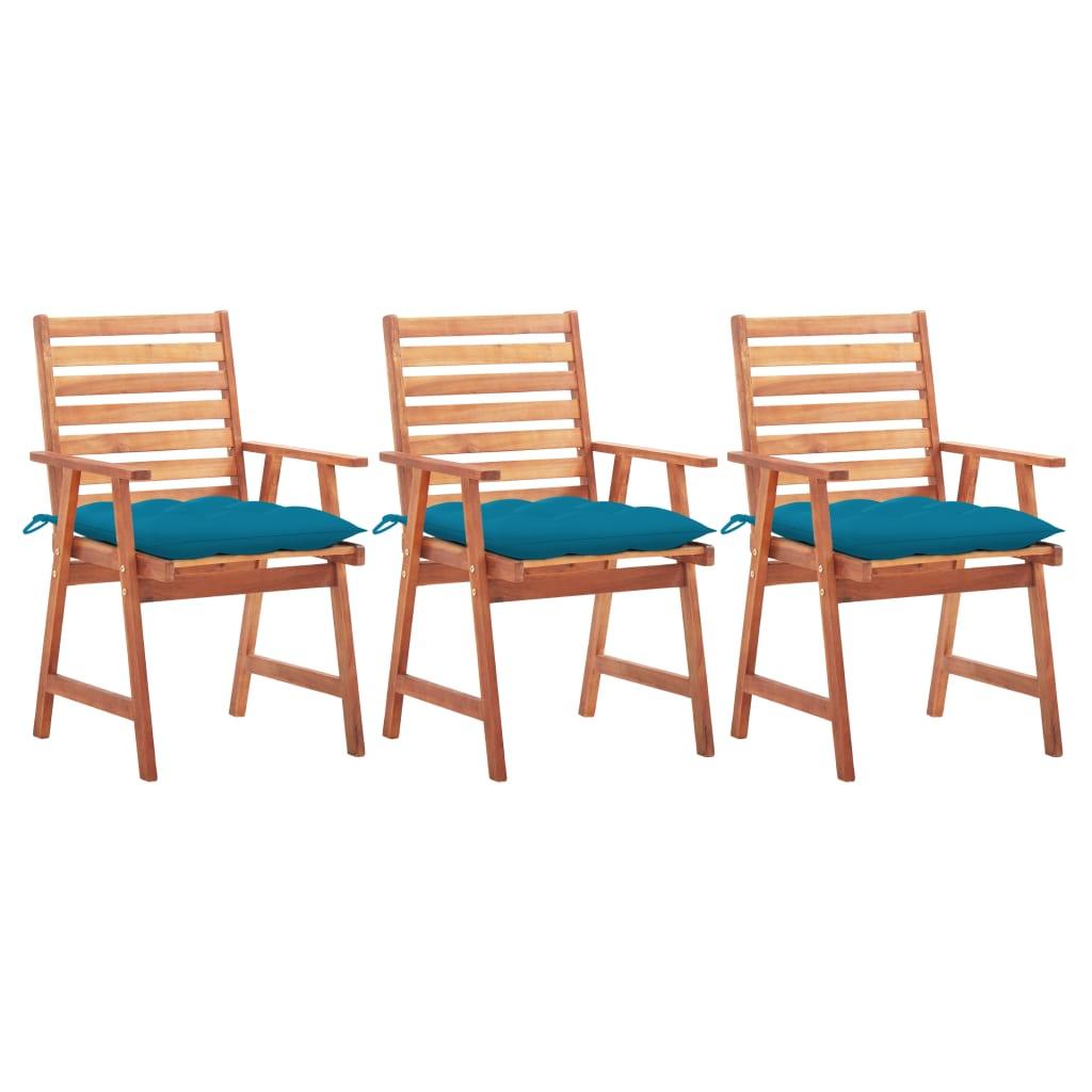 Patio Dining Chairs 3 pcs with Cushions Solid Acacia Wood at Set Shop and Smile