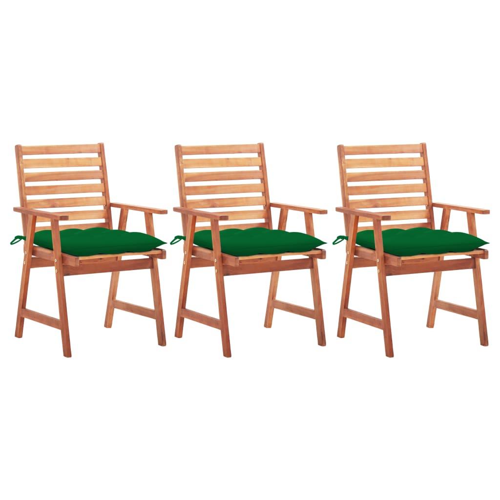 Patio Dining Chairs 3 pcs with Cushions Solid Acacia Wood at Set Shop and Smile