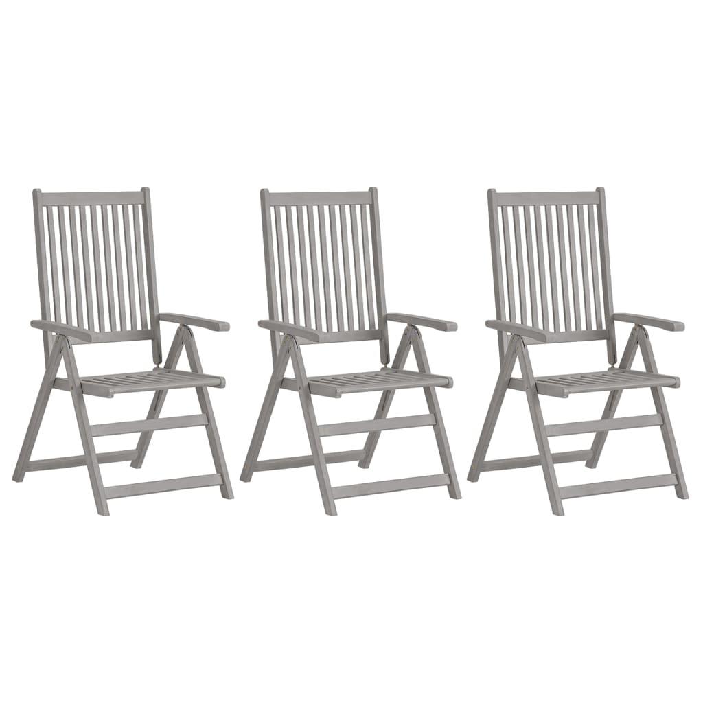 Patio Reclining Chairs 3 pcs with Cushions Solid Acacia Wood at Set Shop and Smile