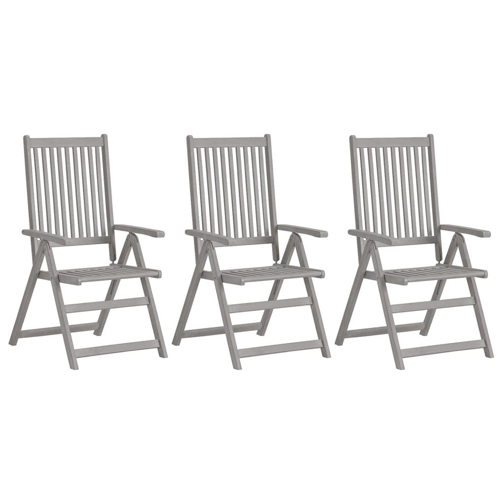 Patio Reclining Chairs 3 pcs with Cushions Solid Acacia Wood at Set Shop and Smile