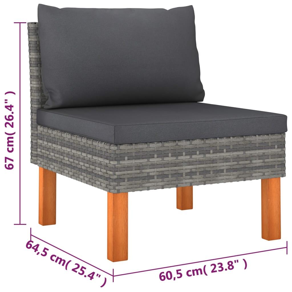 6 Piece Patio Lounge Set with Cushions Poly Rattan Gray at Set Shop and Smile