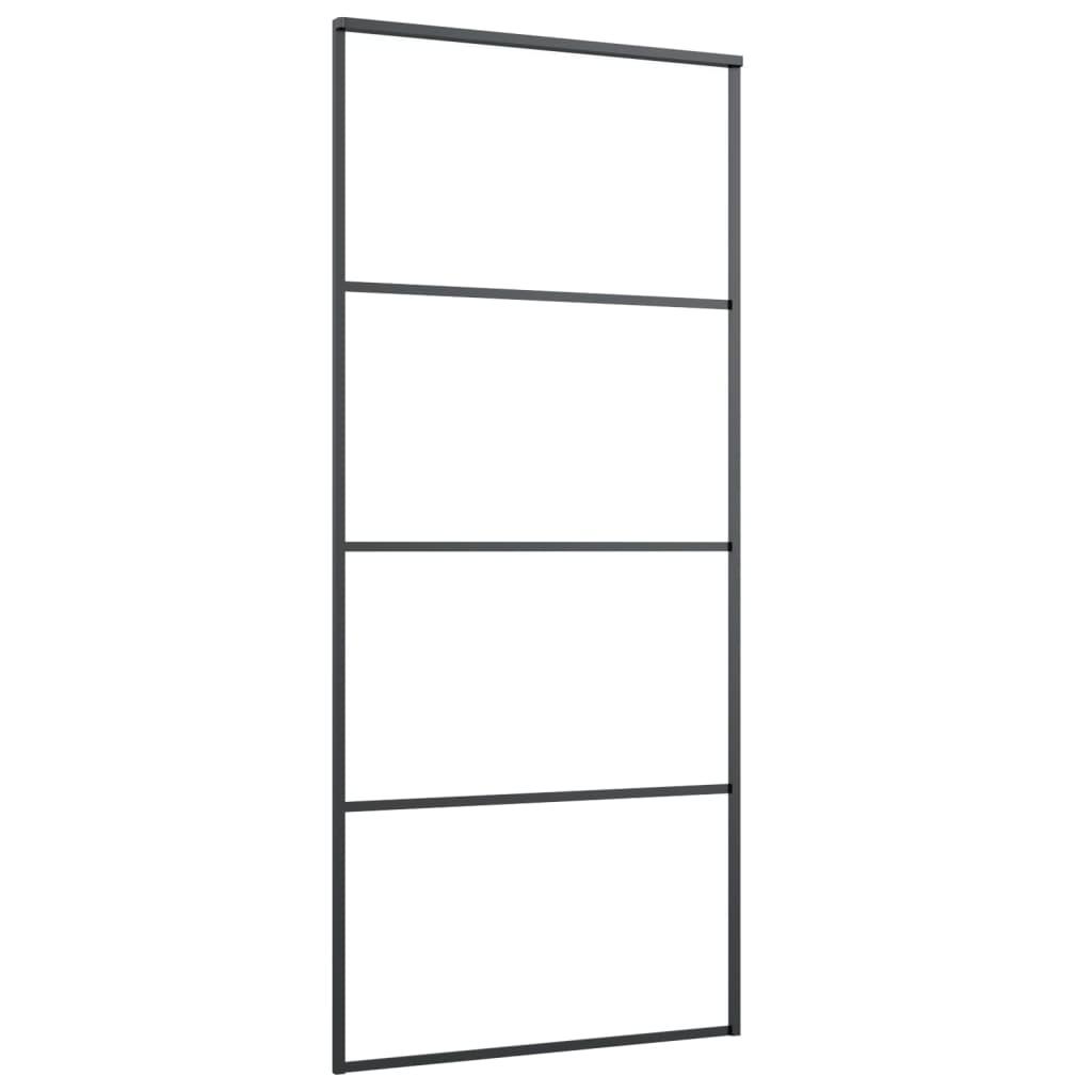 Sliding Door Aluminum and ESG Glass 35.4"x80.7" Black at Set Shop and Smile
