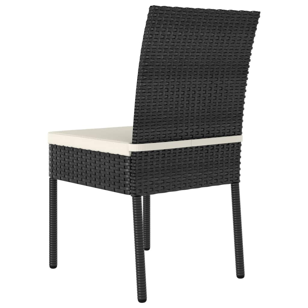 3 Piece Patio Dining Set Poly Rattan Black at Set Shop and Smile