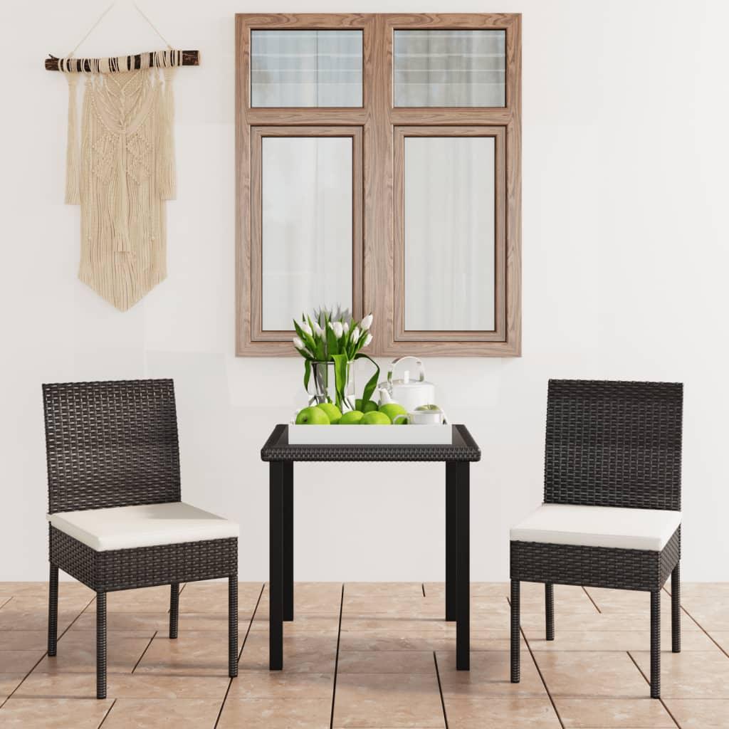 3 Piece Patio Dining Set Poly Rattan Black at Set Shop and Smile