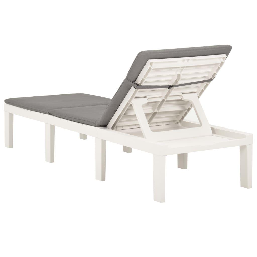 Sun Lounger with Cushion Plastic White at Set Shop and Smile