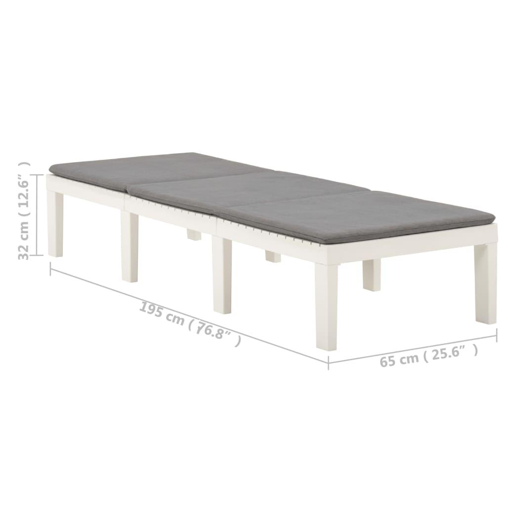 Sun Lounger with Cushion Plastic White at Set Shop and Smile