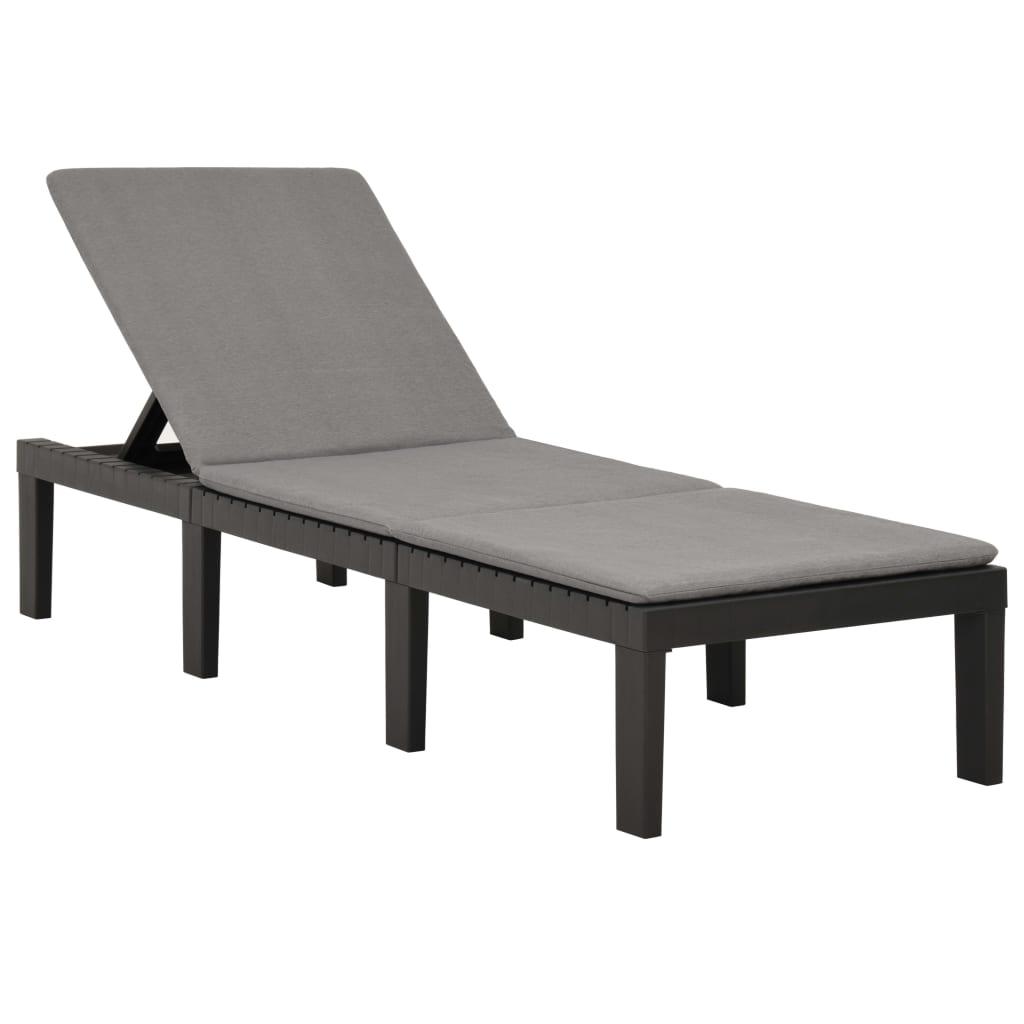 Sun Lounger with Cushion Plastic Anthracite at Set Shop and Smile