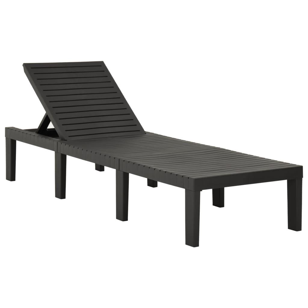 Sun Lounger with Cushion Plastic Anthracite at Set Shop and Smile