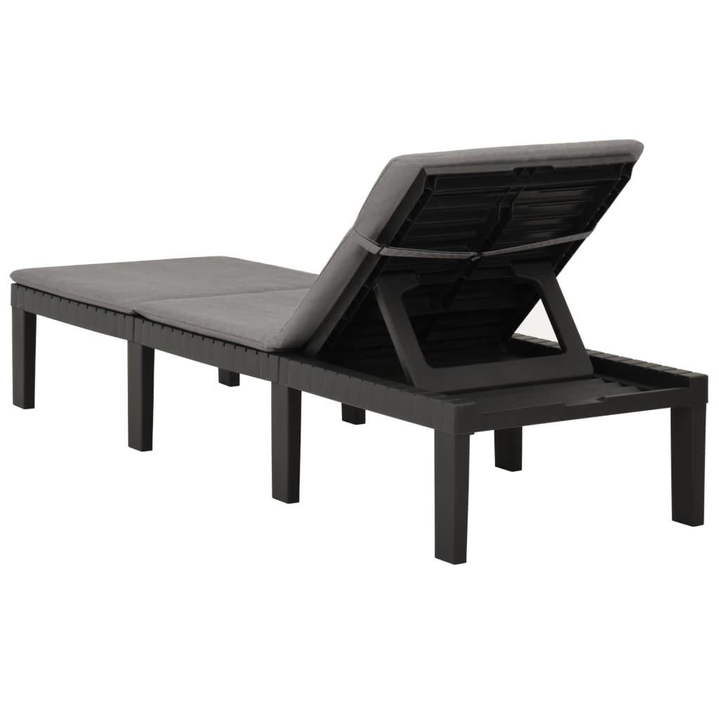 Sun Lounger with Cushion Plastic Anthracite at Set Shop and Smile