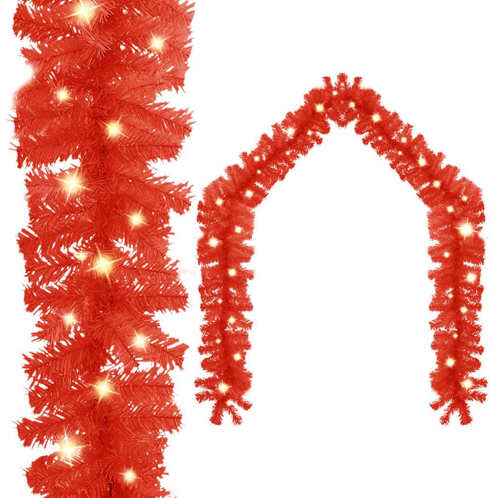 Christmas Garland with LED Lights 66 ft Red at Set Shop and Smile
