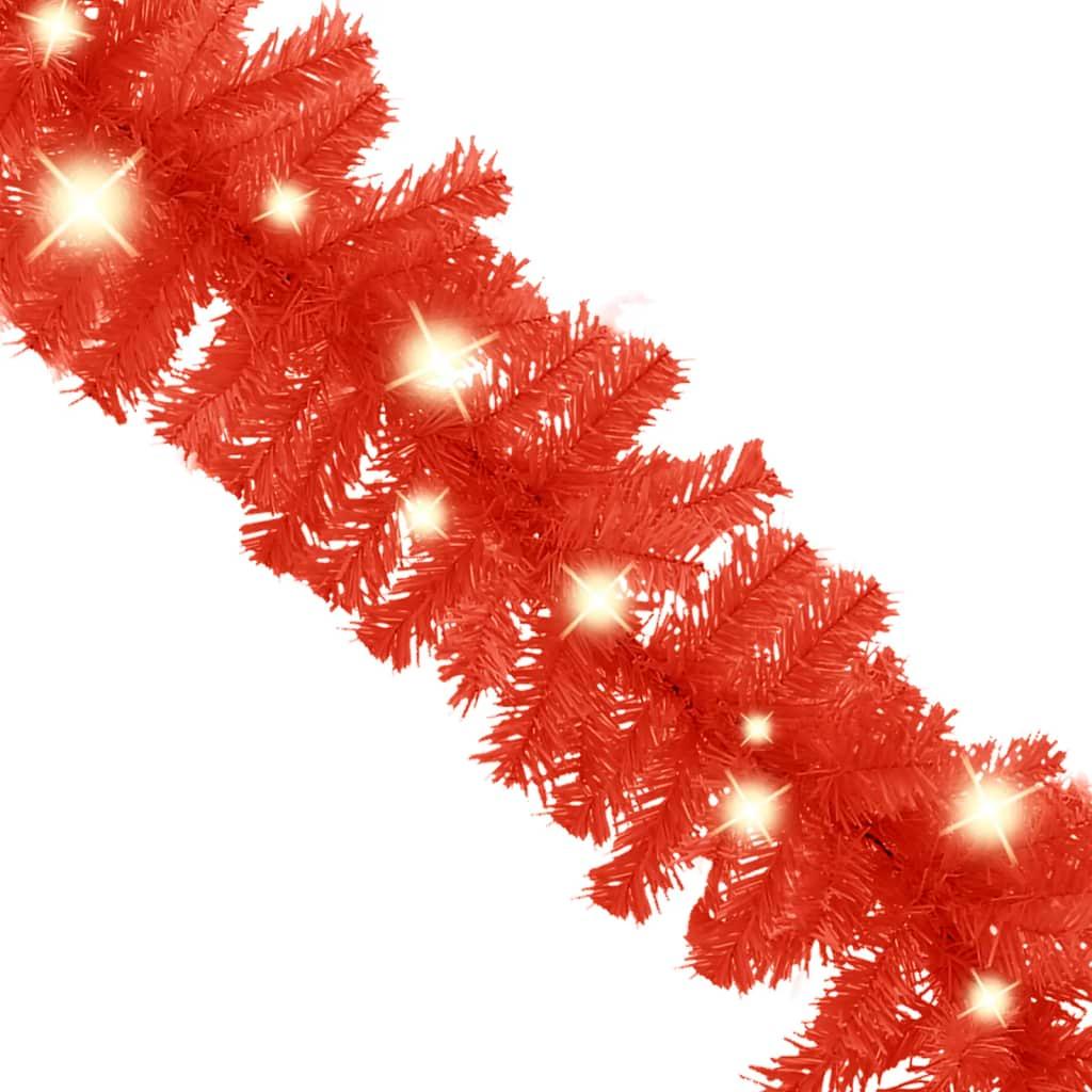 Christmas Garland with LED Lights 66 ft Red at Set Shop and Smile
