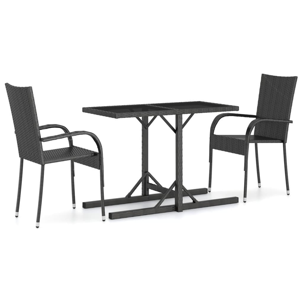 3 Piece Patio Dining Set Black at Set Shop and Smile