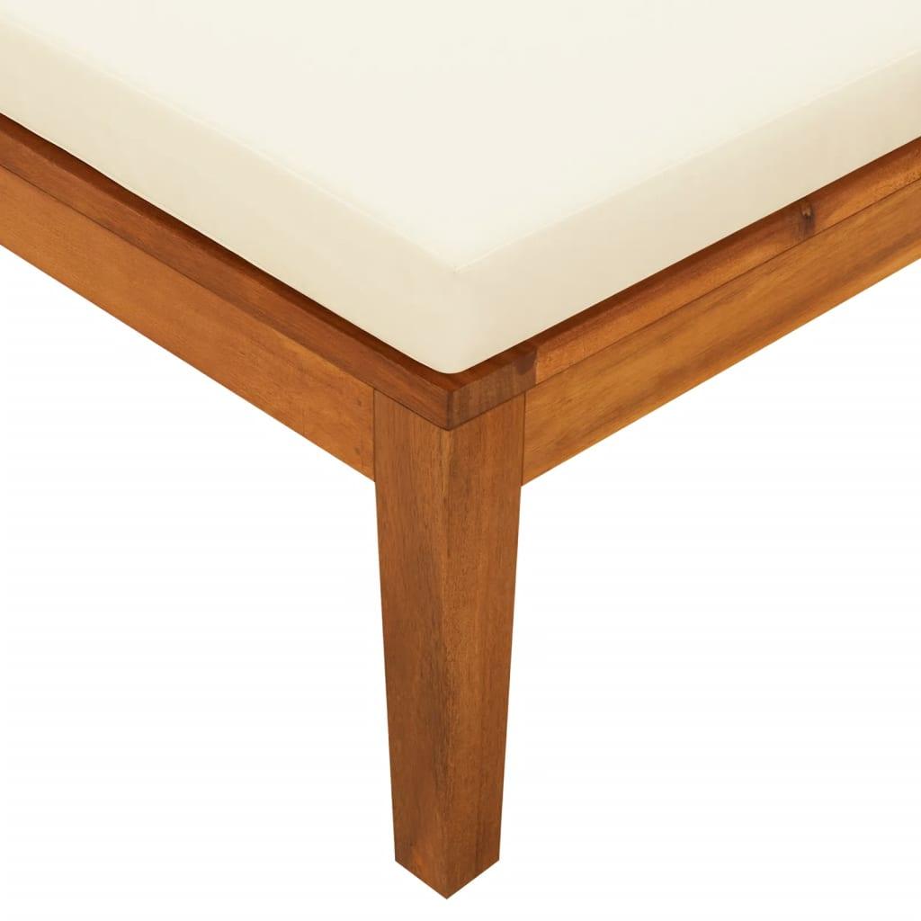 Sun Lounger with Cream White Cushions Solid Acacia Wood at Set Shop and Smile