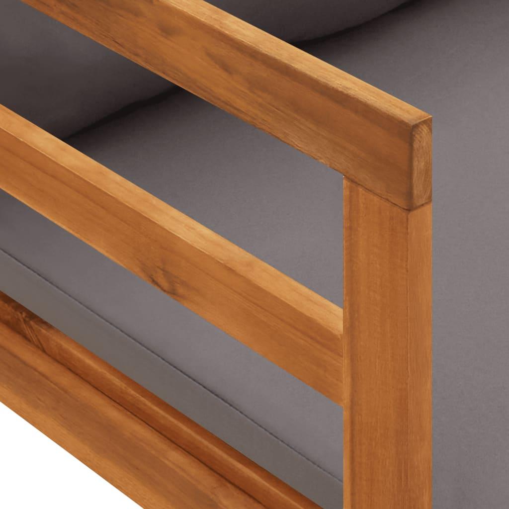 Sun Lounger with Dark Gray Cushions Solid Acacia Wood at Set Shop and Smile