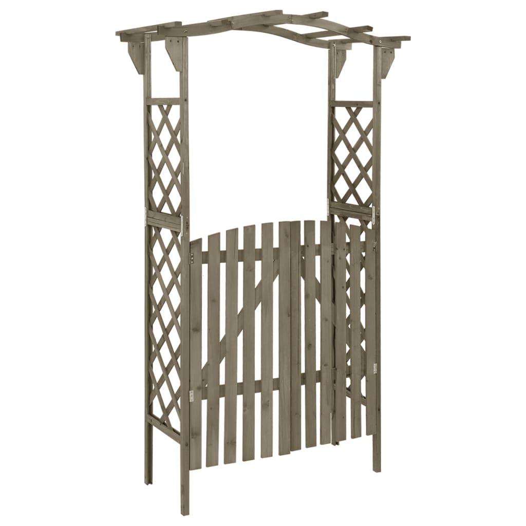 Pergola with Gate 45.7"x15.7"x80.3" Gray Solid Firwood at Set Shop and Smile