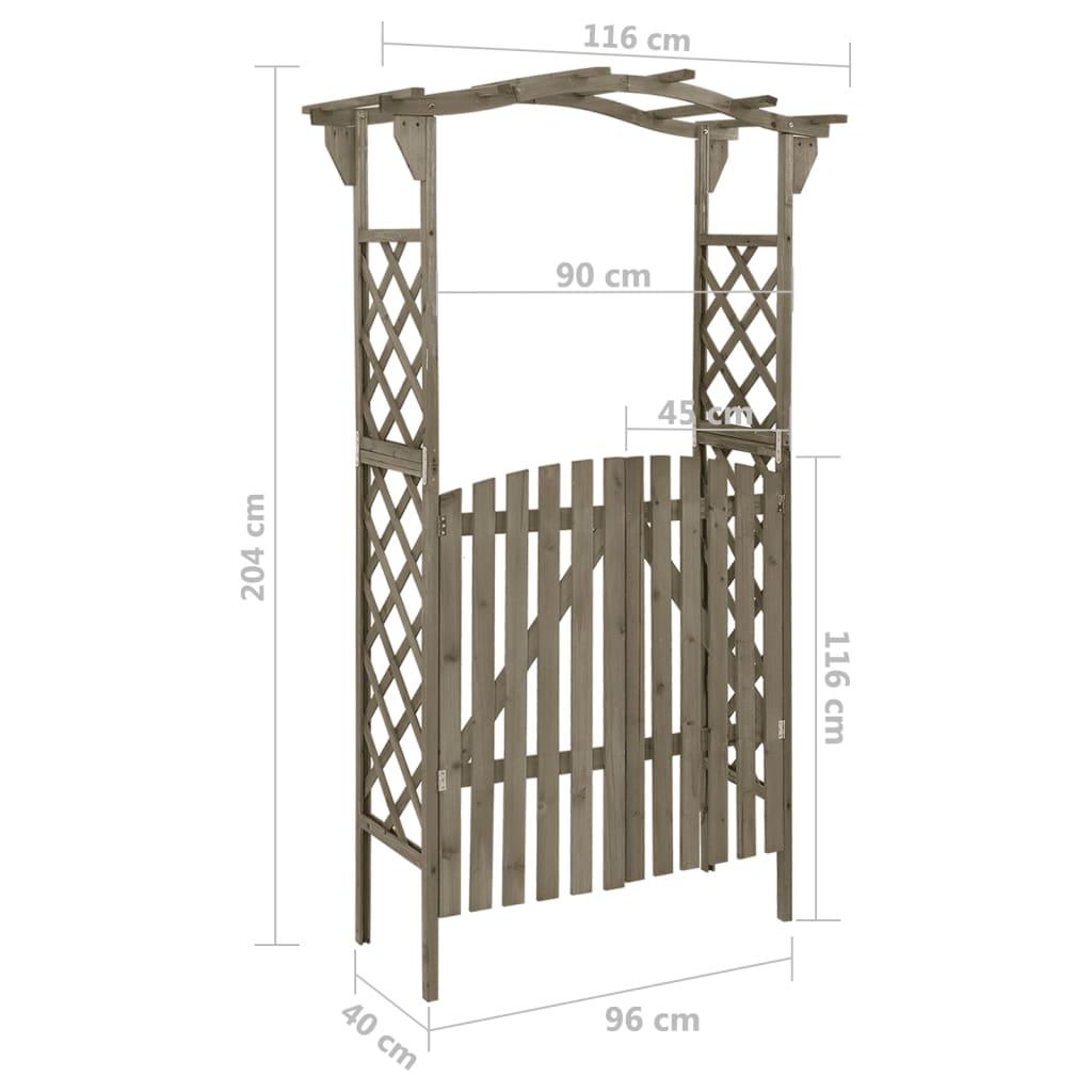 Pergola with Gate 45.7"x15.7"x80.3" Gray Solid Firwood at Set Shop and Smile