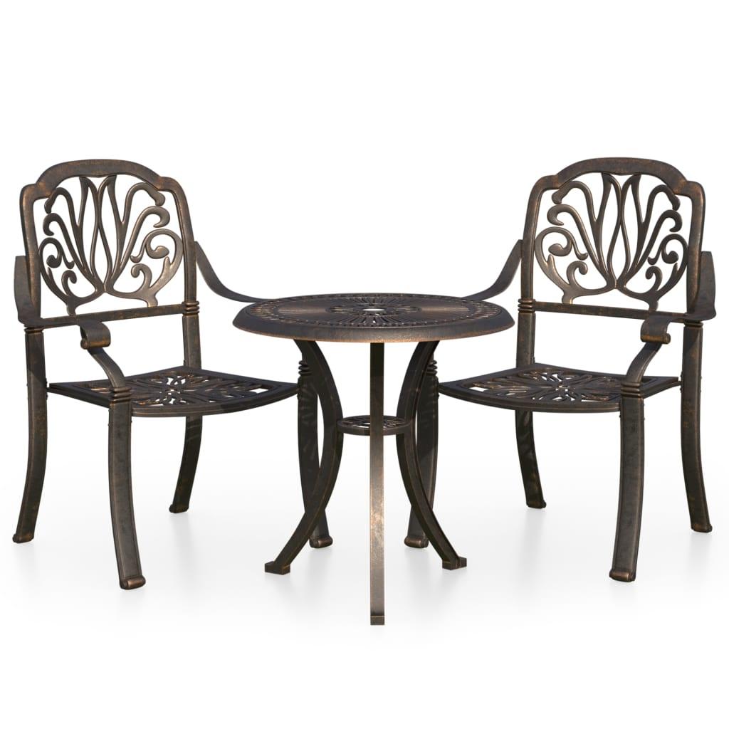 3 Piece Bistro Set Cast Aluminum Bronze at Set Shop and Smile
