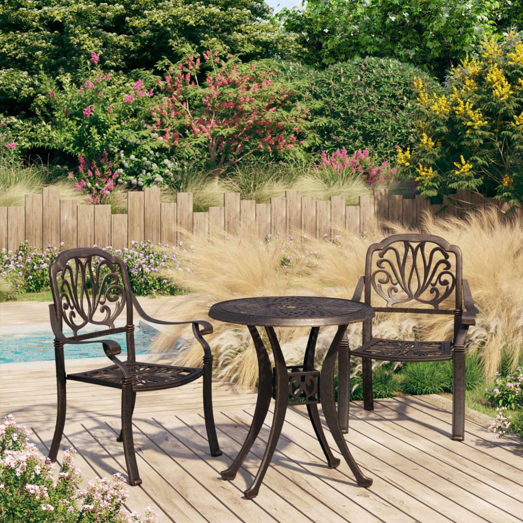 3 Piece Bistro Set Cast Aluminum Bronze at Set Shop and Smile