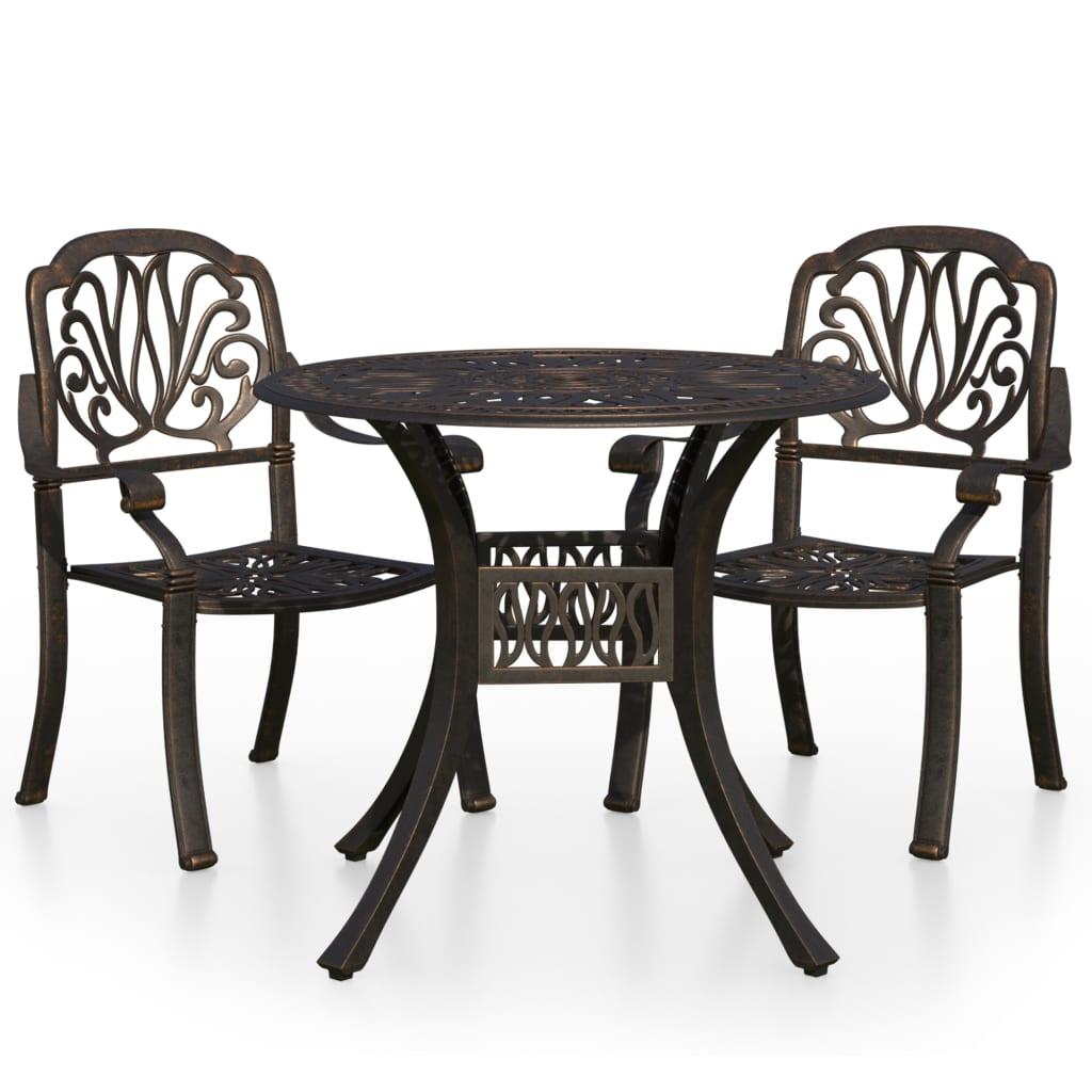 3 Piece Bistro Set Cast Aluminum Bronze at Set Shop and Smile