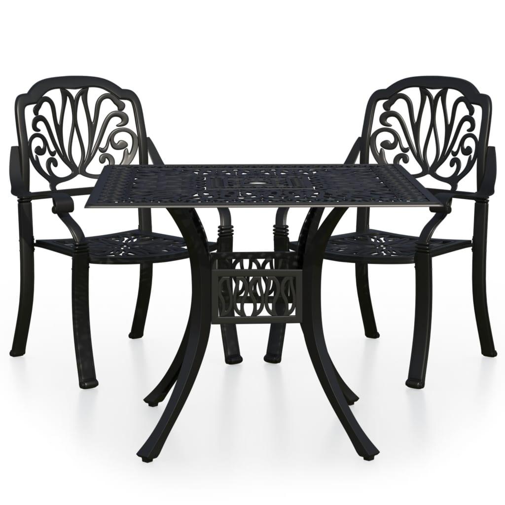 3 Piece Bistro Set Cast Aluminum Black at Set Shop and Smile