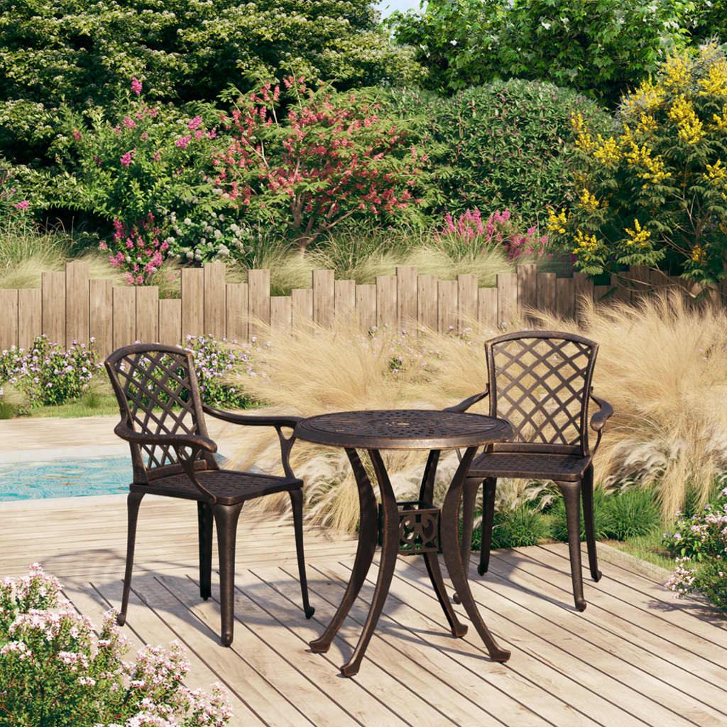 3 Piece Bistro Set Cast Aluminum Bronze at Set Shop and Smile