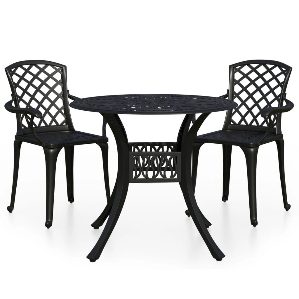 3 Piece Bistro Set Cast Aluminum Black at Set Shop and Smile