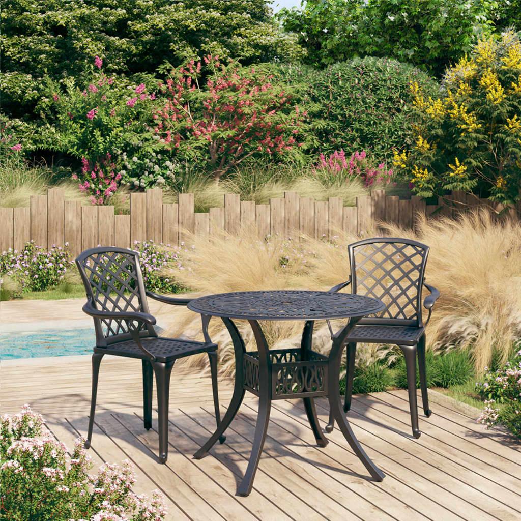 3 Piece Bistro Set Cast Aluminum Black at Set Shop and Smile