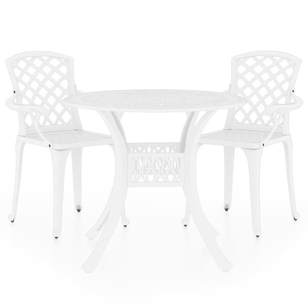 3 Piece Bistro Set Cast Aluminum White at Set Shop and Smile