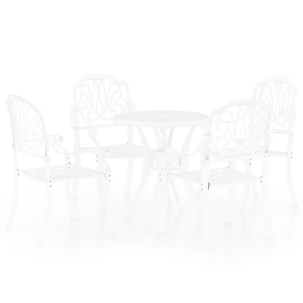 5 Piece Bistro Set Cast Aluminum White at Set Shop and Smile